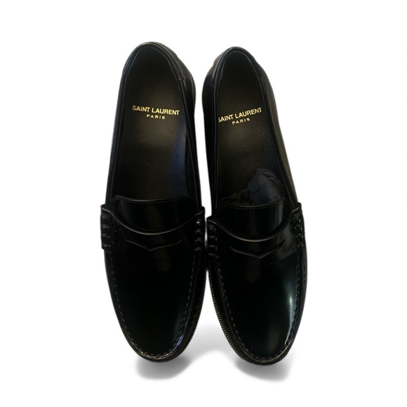 Saint Laurent Patent Leather Penny Loafers — Black — Size 36 - Picture 7 of 9